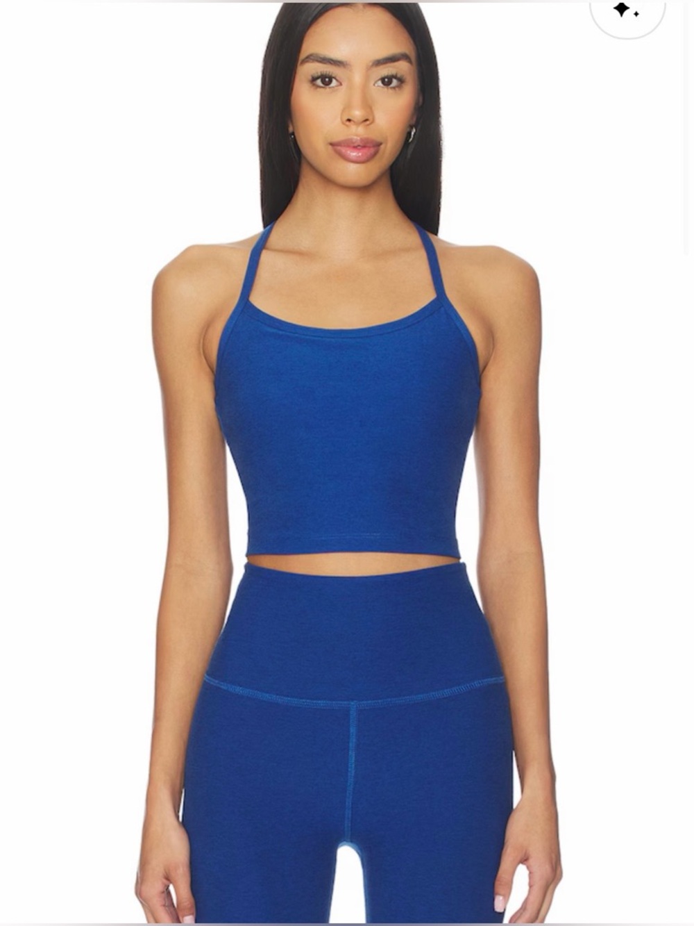 Beyond yoga spacedye tank + leggings set in marine blue heather